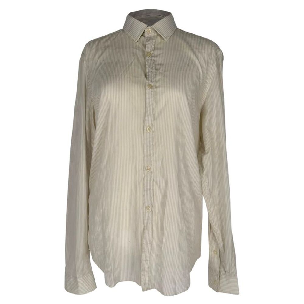 Burberry Pinstripe Button-Down Shirt in White Cotton